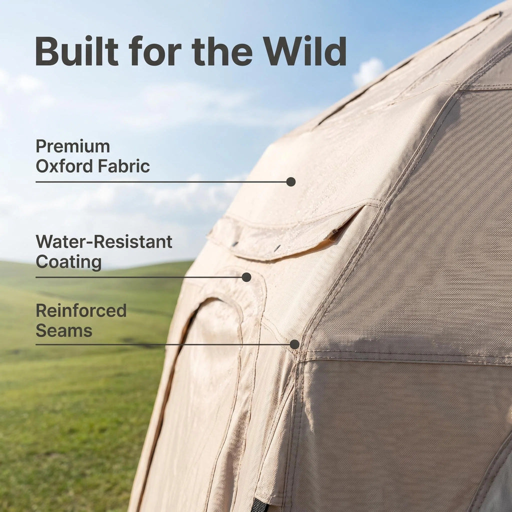 Inflatable Glamping Tent, Spacious Weather Resistant Camping Tent with 360 Ventilation
