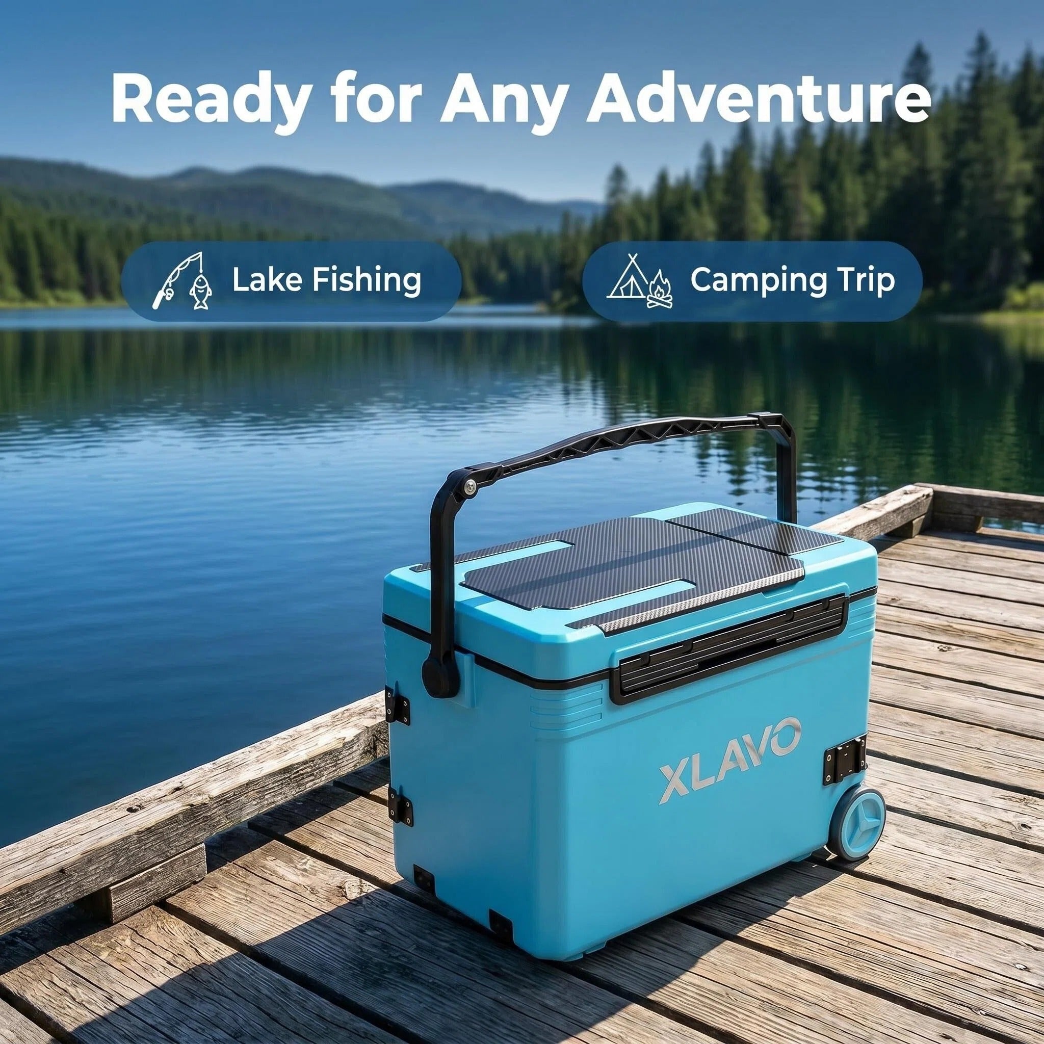 Wheeled Hard Cooler, Long-Lasting Ice Retention Cooler for Fishing & Camping