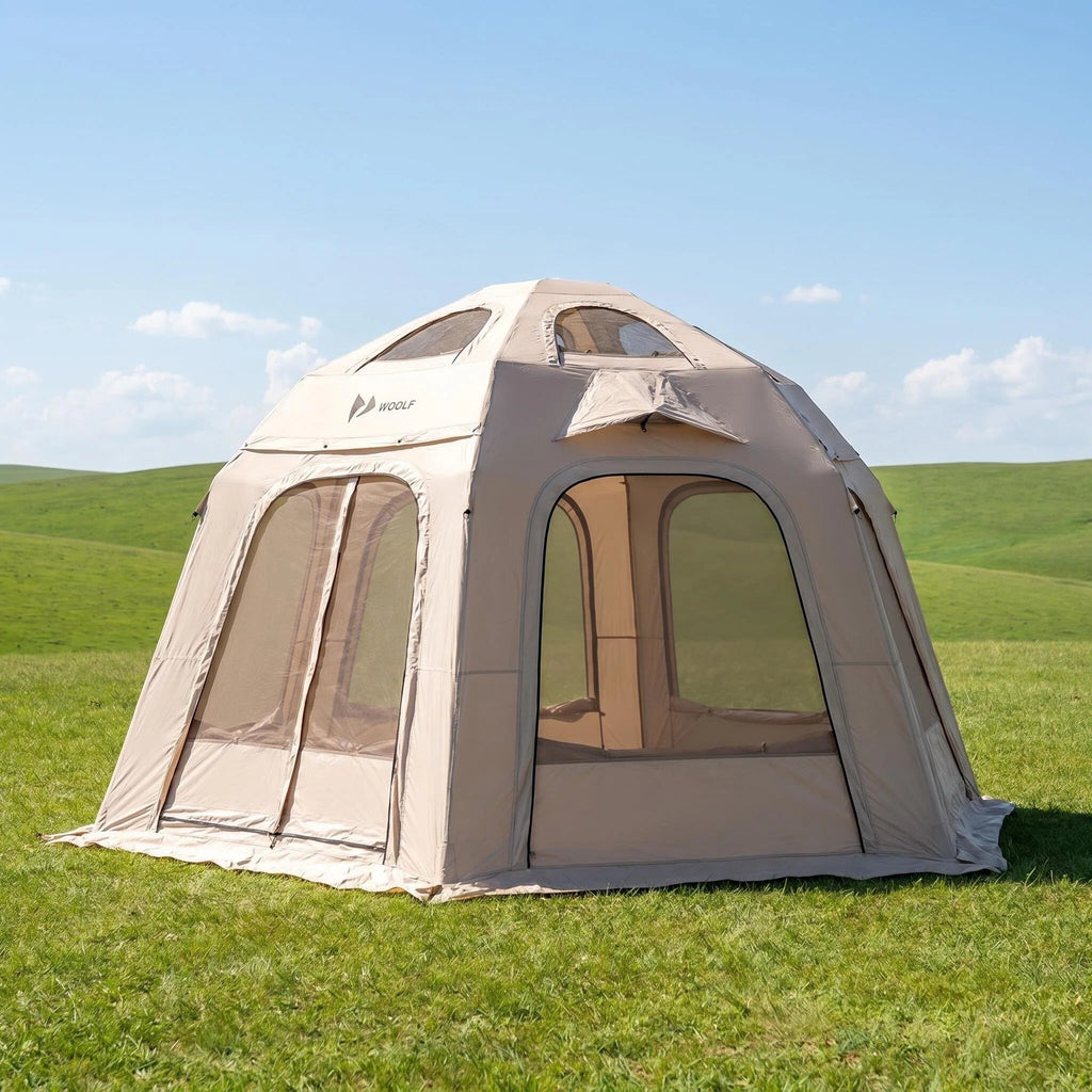 Inflatable Glamping Tent, Spacious Weather Resistant Camping Tent with 360 Ventilation