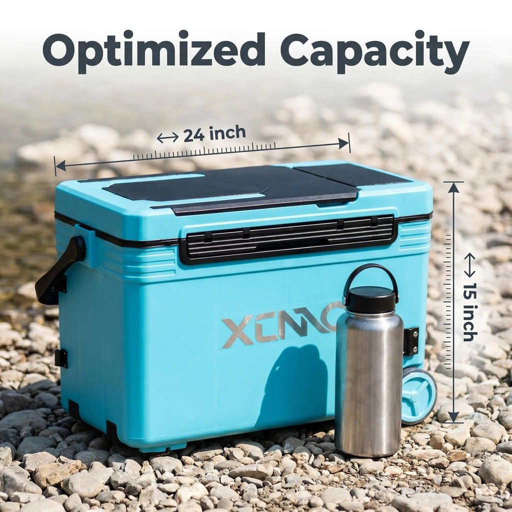 Wheeled Hard Cooler, Long-Lasting Ice Retention Cooler for Fishing & Camping