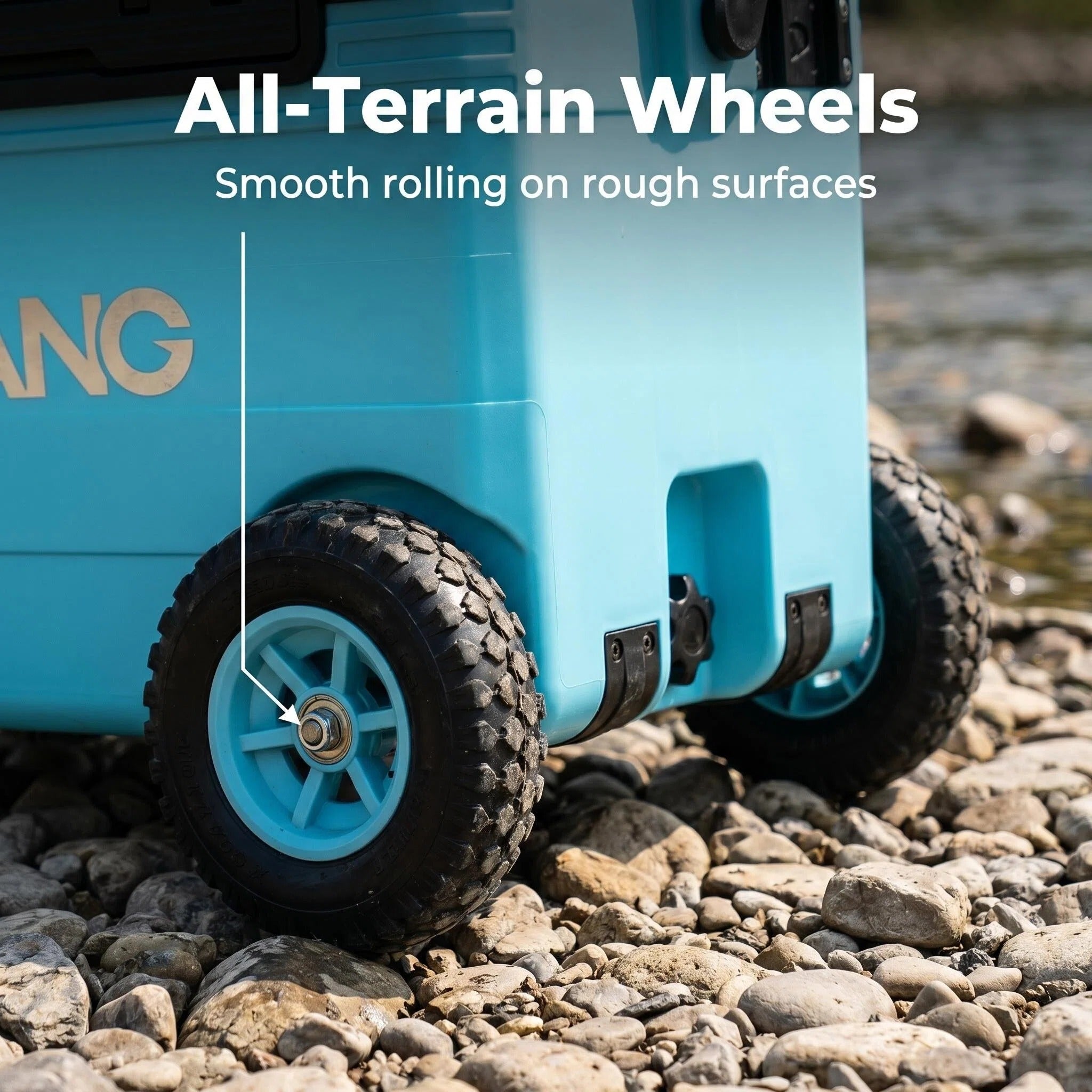 Wheeled Hard Cooler, Long-Lasting Ice Retention Cooler for Fishing & Camping