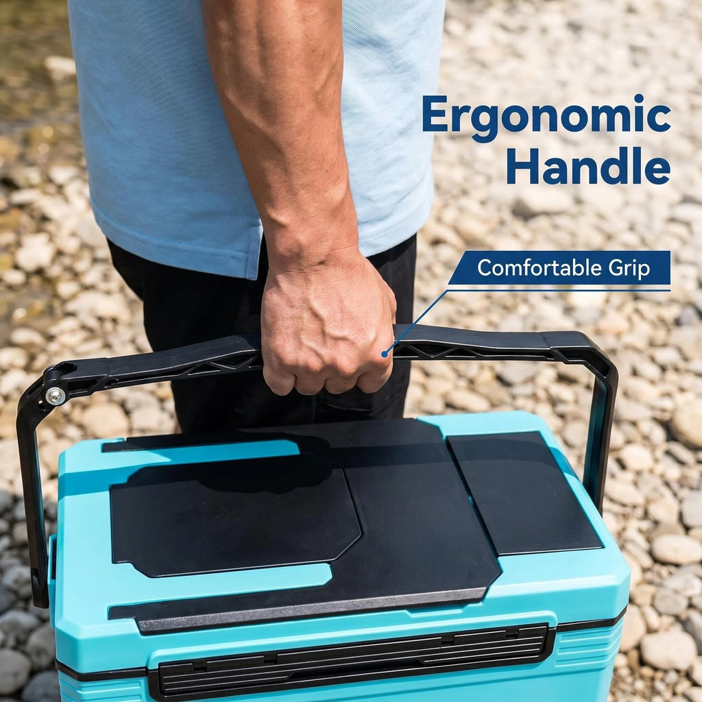 Wheeled Hard Cooler, Long-Lasting Ice Retention Cooler for Fishing & Camping